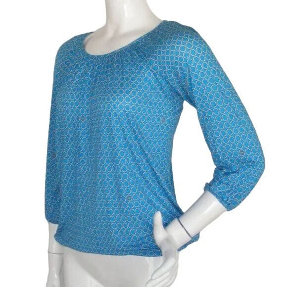 MICHAEL KORS Blouse/Top, XS, LOGO, Blue Interlinked Chains print, MK - Picture 5 of 11